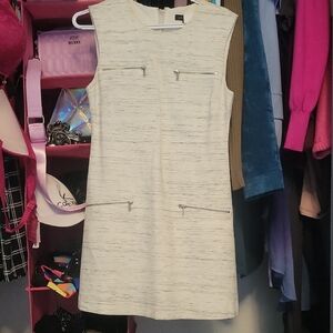 Banana Republic Cream Sheath Mini Dress Sleeveless Crew Neck